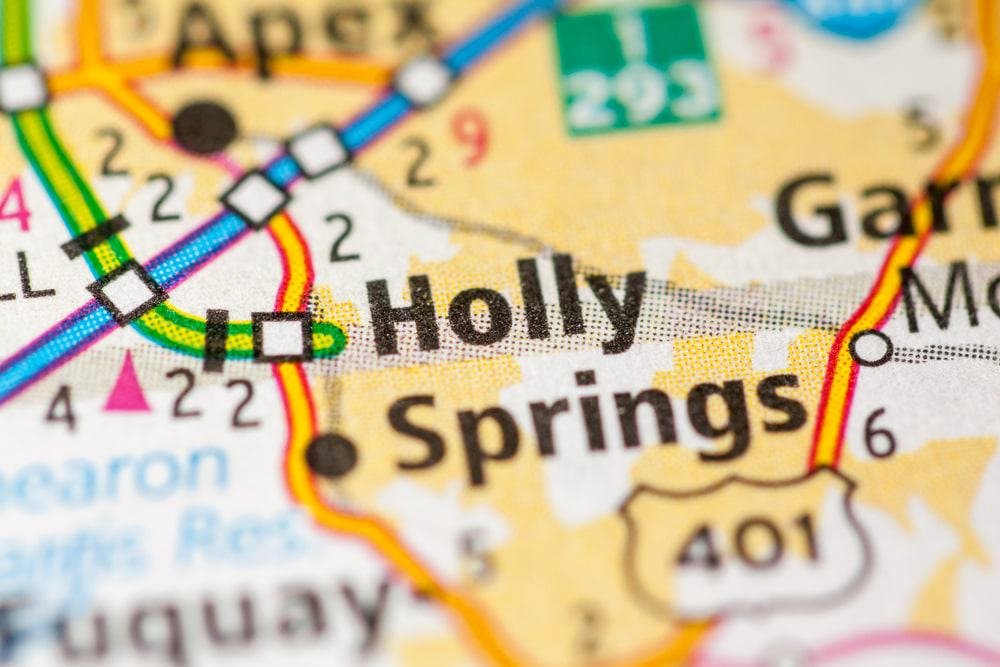 Holly Springs, North Carolina on Map